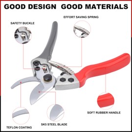 Pruning Shears, garden clippers,gardening tools, for trimming rose, floral, tree, live plants, sharp garden scissors, Professional Branch scissors(Red-grey)