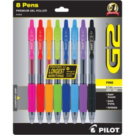 Pilot G2 Premium Gel Pens, Gel Roller Pens, Fine Point 0.7 mm Assorted Colors 8