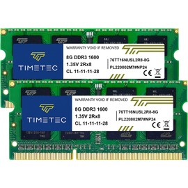 Timetec 2x DDR3L 1600Mhz 8GB Memory for Hynix IC Laptop (16GB) PC3-12800/PC3L-12800 204 Pin Voltage 1.35V and 1.5V