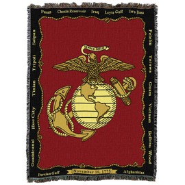 Pure Country Weavers US Marine Corps - Emblem Blanket XL - Gift Military Tapestry Throw Woven from Cotton - Made in The USA (82x62)