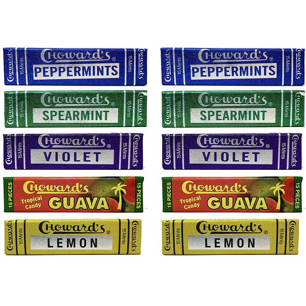 Chowards Mints Variety Pack of 10 - Violet, Spearmint, Peppermint, Guava and Lemon