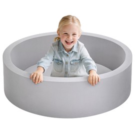 Foam Ball Pit for Toddlers, Large Baby Ball Pit for Babies with Soft Memory Sponge, Indoor Outdoor Baby Playpen, Kids Play Ball Pool, Gift Toys for Infants Boys and Girls (Gray, NO Balls)