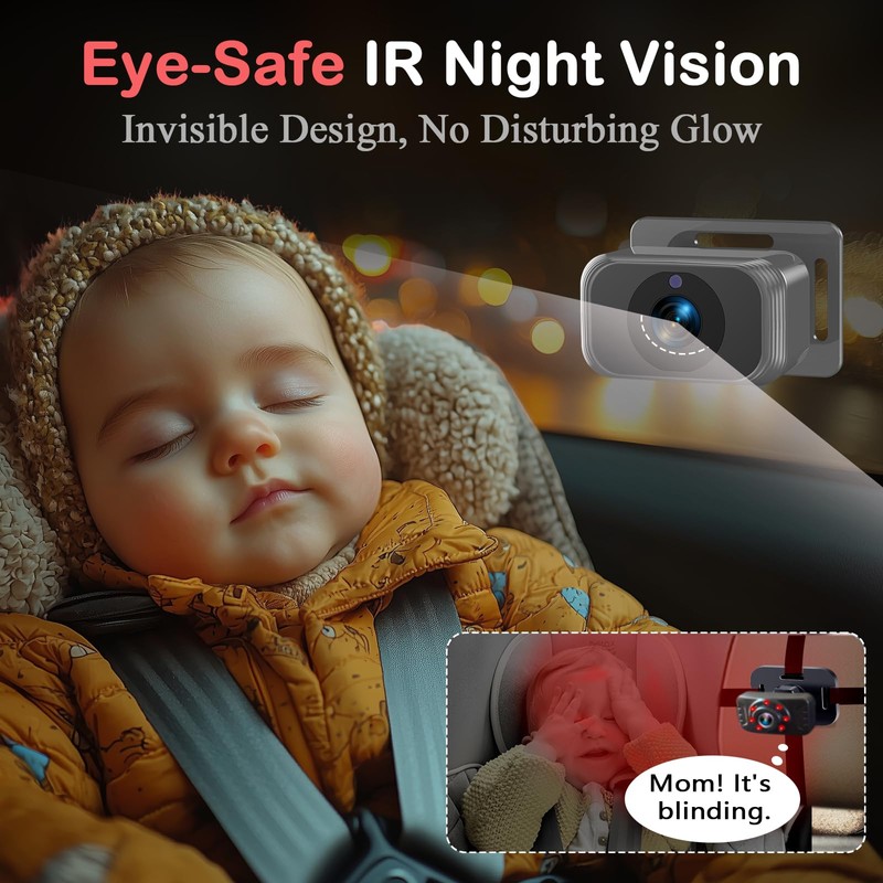 Dual Baby Car Camera for 2 Kids – 6.9” Split