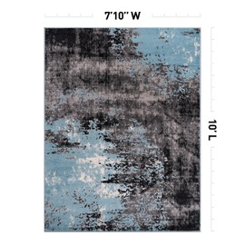 Rugshop Contemporary Abstract Splash Non Shedding Soft Ideal for Living Room,Bedroom,Kitchen Area Rug 7' 10" x 10' Blue