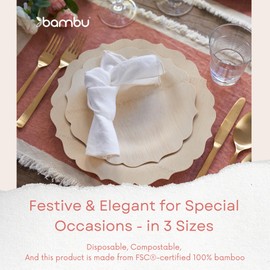 Bambu Pack of 100-11 Inch Disposable Bamboo Plates Fancy, Biodegradable Eco Friendly Products, Bamboo Disposable Plates for Party, Weddings, and Events, Great For Any Occasion - Bulk Case