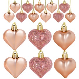 Yolyoo 24 Pieces Heart Shaped Ornaments for Mother's Day, Valentine's Day Christmas Heart Ornaments for Home Wedding Party Hanging Decoration (Rose Gold)