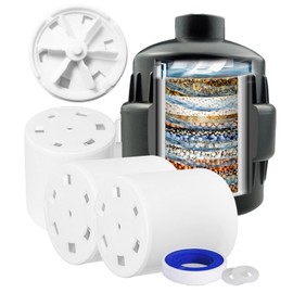 20 Stage Shower Filter with Spin Propeller 3 Cartridge, Reduce Well Hard Water Chlorine Heavy Metal & Impurity, Improve Skin Hair, Fit Most Handheld Shower head Fixed Rainfall, (Black)