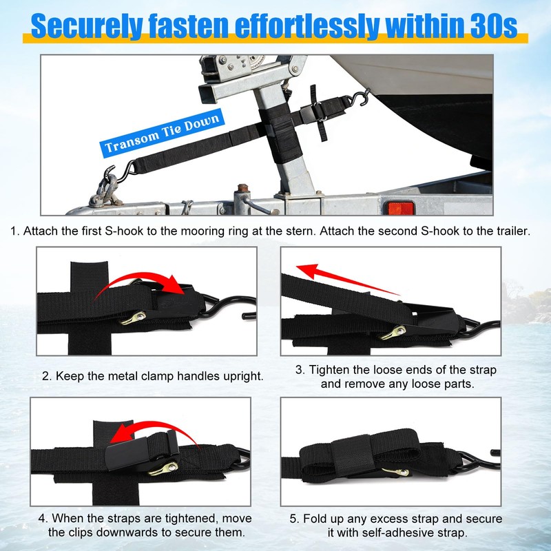 SATINIOR 4 Pcs Boat Trailer Straps Heavy Duty 2" x