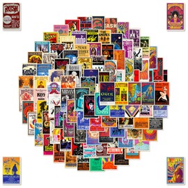 Rock Band Punk Stickers, Pack of 100 Classic Rock Poster Stickers, Rock and Roll Sticker Pack, Heavy Metal Punk Music Band, Waterproof Vinyl Stickers Bomb for Guitar Laptop Skateboard Snowboard
