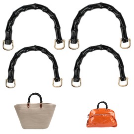 4 Stück Henkel für Taschen Kunstharz Nachahmung Bambus, Zwei Größen Taschengriffe für Häkeltaschen, U-förmiger Ersatz Taschenhenkel für Häkeltaschen, Handtaschengriffe für DIY Taschenzubehör