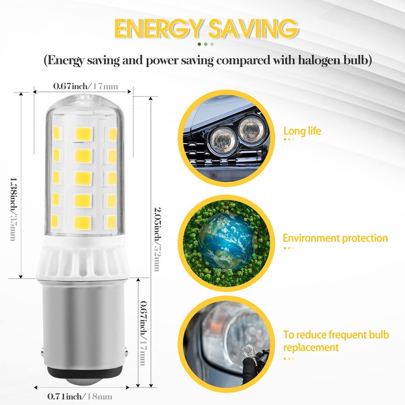 Becuice BA15D 3W 12-24V AC/DC 350LM Double Contact Bayonet with