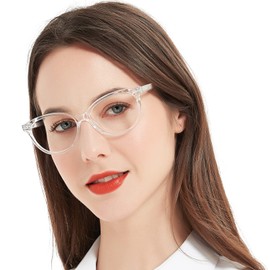 MARE AZZURO Designer Reading Glasses Women Cute Round Readers 1.0 1.25 1.5 1.75 2.0 2.25 2.5 2.75 3.0 3.5 4.0 (Clear, 275)