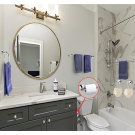 10 Pieces Polished Chrome Bathroom Hardware Accessories Set,Hand Towel Ring,16 inch Towel Bar,Toilet Paper Holder,4pcsTowel Hooks,Round SUS304 Stainless Steel Heavy Duty Wall Mount Holder,Towel Rack