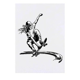 'Skater Girl' Temporary Tattoo - Water Resistant, Skin-Safe, Non-Toxic Transfer (TO00043988)
