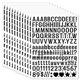 15 Sheet Small Letter Stickers - 1/2 Inch Black Vinyl Self Adhesive Alphabet Number Stickers Stick On Letters for Arts Crafts Outdoor Sign Wall Mailbox Windows Doors Car Poster Board