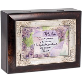 Cottage Garden Mom Madre Spanish Tu Amor Generoso Burlwood Jewelry Music Box Plays Amazing Grace