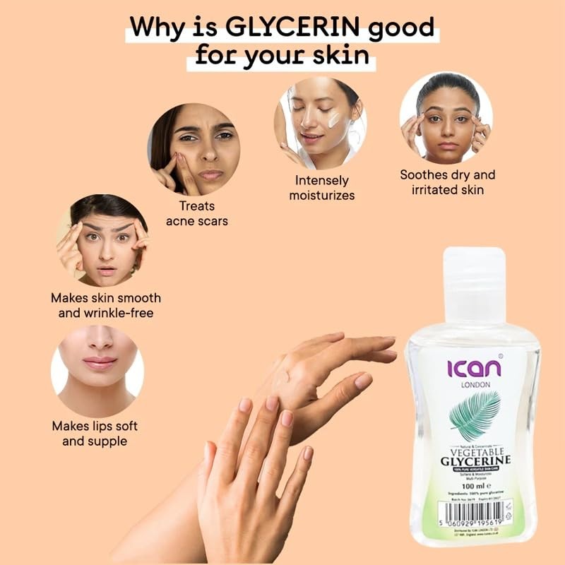 ican London Pure Vegetable Glycerine Softens & Moisturizes Skin 100ml