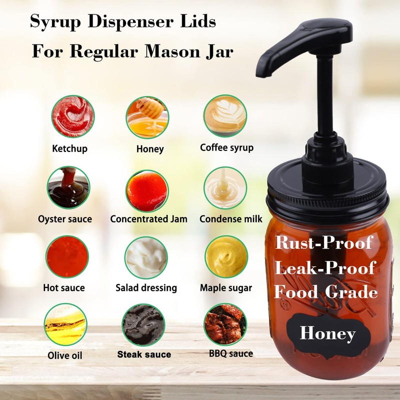 Mason Jar Syrup Pump Dispenser Lids For Regular Mouth Jar