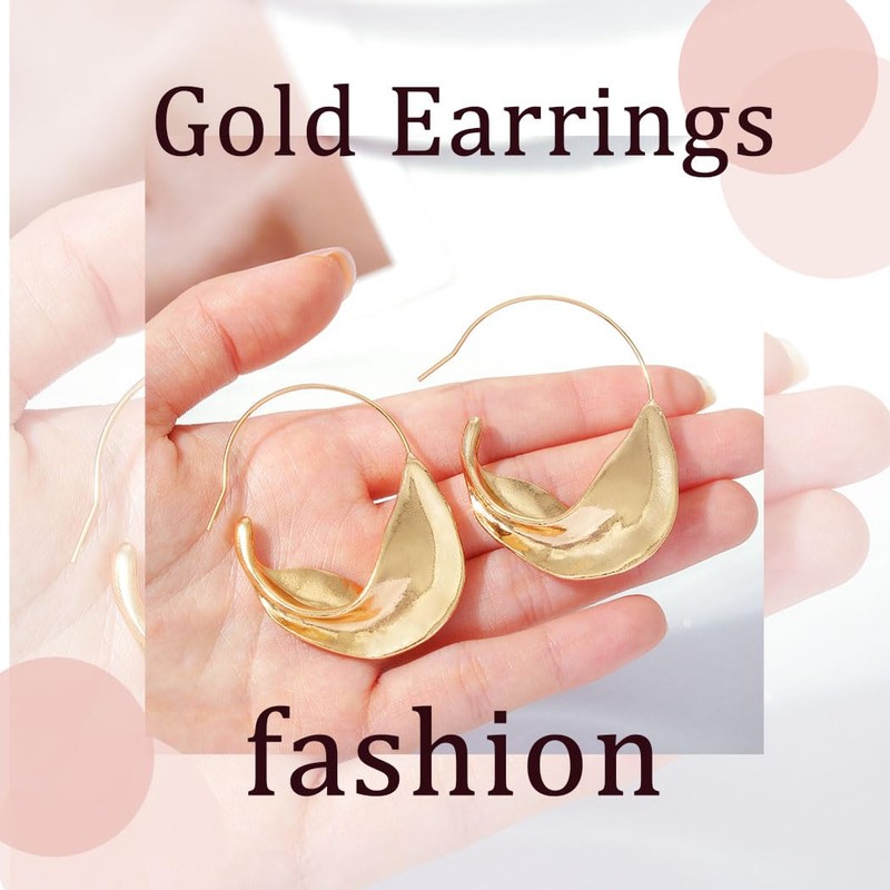 Goresory Gold Chunky Irregular Drop Fulani Statement Earrings for Women