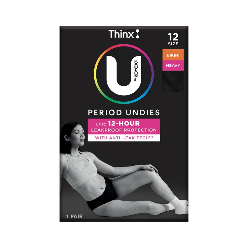 U by Kotex Thinx Period Undies Black Bikini Size 12