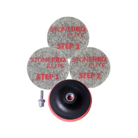 Stone Pro 3-Step Diamond Impregnated Polishing Pads – Ideal for Marble. Travertine & Limestone (5 inch)