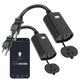 Eva's Light WiFi Outdoor Smart Plug, Smart Dimmer Plug, IP65 Waterproof Dimmable Outlet, 2.4Ghz Wi-Fi Plugs, Compatible with Alexa and Google Assitant, No Hub Requied, Max 400W, 2 Pack