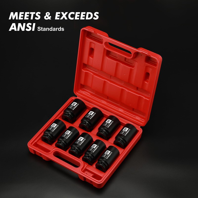 CASOMAN large socket set 1/2- Inch Drive Deep Spindle Axle