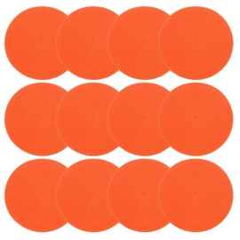 PATIKIL 4 Inch Poly Spot Markers, 12Pcs Non Slip Rubber Floor Dots with Storage Bag Flat Agility Cones for Sports Training Basketball Football, Orange