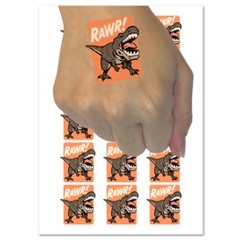 Tyrannosaurus Rex Rawr Roar Dinosaur Temporary Tattoo Water Resistant Fake Body Art Set Collection - 54 1" Tattoos (1 Sheet)