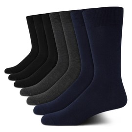 Van Heusen Men's Dress Socks - 7 Pack Premium Stretch Moisture Wicking Crew Socks with Reinforced Heel and Toe (Size: 6-12.5), Size 6-12.5, Grey/Black/Navy