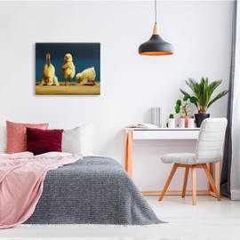 Stupell Industries Yoga Chicks Funny Stretching Poses Farm Animal Painting, Design by Lucia Heffernan Canvas Wall Art, 30 x 24, Yellow