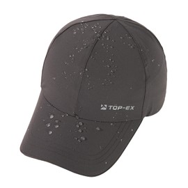 TOP-EX Mens Waterproof Baseball Cap for Running Golf - Sun Rain All Weather Protection UV Reflective Breathable Outdoor Hat Dark Grey M/L