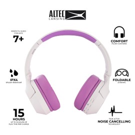 Altec Lansing Kid Safe Noise Cancelling Wireless Headphones 15H Battery, 85dB Volume Limit, Foldable Design Powerful Sound, Active Noise Cancellation Perfect for Kids Ages 7+