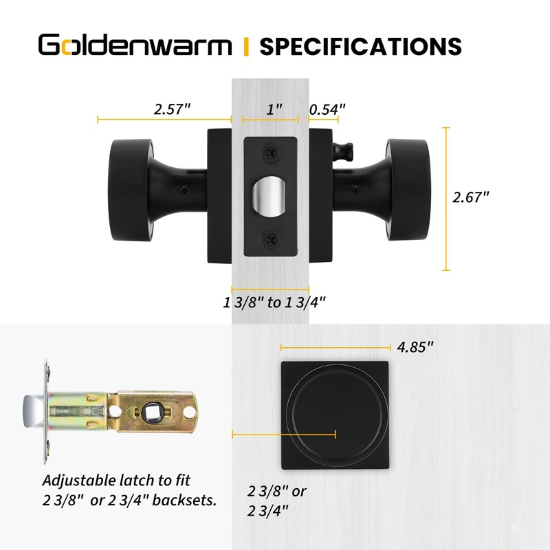 goldenwarm Black Door Knobs Interior, Privacy Matte Black Interior Door
