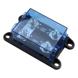 RKURCK 2 Way MEGA/AMG Fuse Holder 100A, Bolt Down M8 5/16" (2 Pack 100A Fuse)