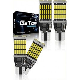 T16 LED Back Lamp, Explosive Lights, 1200 Lumens, Built-In Canceller, CANBUS W16W, T10, T15, High Brightness, White, 4014 LEDs, 45 Rows of 12 V, Non-Polarity, Backup Light, 6000K, 50,000 Hours Lifespan, (Set of 4)