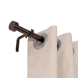 WORLD RODS Modern Curtain Rods for Windows 18 to 88 Inches, 1 Inch Metal Drapery Rods, Adjustable Long Single Curtain Rod for Living Room Bedroom, Crimson Black, with Three-Groove Aluminium Finials