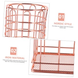 Baluue 2pcs Rose Gold Metal Makeup Brush Holders Elegant Wrought Iron Pen Organizers for Vanity Durable Makeup Containers for Brushes and Pens Stylish Desk Accessories