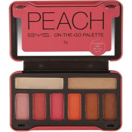BYS On-The-Go Peach Eyeshadow Palette with Primer Highlighter and Mirror, 6