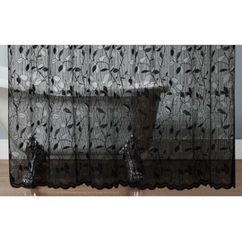 Warm Home Designs Black Lace Shower Curtain. Gothic Shower Curtain with Rustic Leaf Pattern. 72 x 72 Inch Modern Farmhouse Shower Curtain Creates Beautiful and Elegant Shower Decor. GR Black 72"