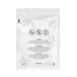 Clear Poly Bags, with Suffocation Warning (100pcs), Permanent Self Seal, Thick Plastic, for Shipping, Packaging and Mailing Merchandise, Apparel, Single Size (8x10 in)