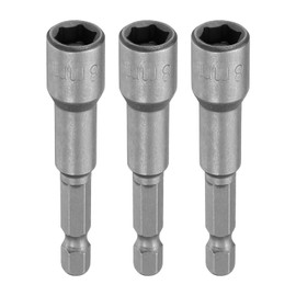 sourcing map 3pcs Hex Nut Driver Drill Bit 8mm Metric 6-Point Socket 1/4" Hex Shank Magnetic Setter CR-V Steel Bolt Sockets for Power Drills Impact Drivers, 2.56" (65mm) Long