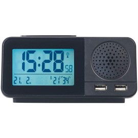 auvisio Radio Alarm Clock: Radio Alarm Clock with 2 Alarm Times, Hygro & Thermometer, 2 x USB, 2 A (Radio Radio Alarm Clock, Radio Alarm Clock with Power Supply, Digital Radio-Controlled Clock)