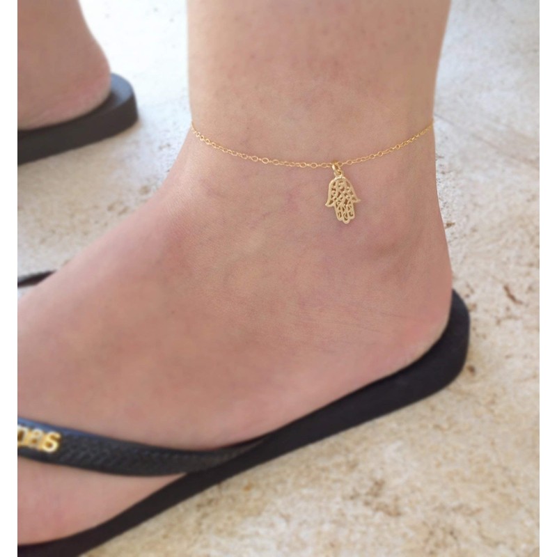 Gold Lace Hamsa Ankle Bracelet