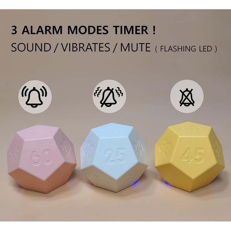 CreaViva Cube Pomodoro Timer, Rechargeable Small Cute, Timer for Kids