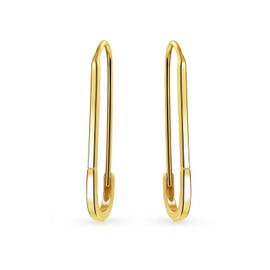 Inspirational Symbol Support For displaced people Safety Pin Threader Drop Earrings For Women Teen 14K Gold Plated .925 Sterling Silver