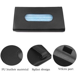 Car Visor Tissue Holder, Sun Visor Napkin Holder, Backseat Tissue Case, PU Leather Car Tissue Box Mask Holder for Car Visor (Black)