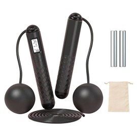 Ropeless Jump Rope with Counter, Adjustable Smart Skipping Rope for Men Women, Portable Wireless Gravity Ball Cordless Jump Rope, LCD Display, Weighted & Non-slip Handle for Fitness, Exercise, Gym