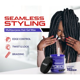 INNOVATION SMOKKIN Pro Edge Hair Styling Gel - Type Free Alcohol Free, Stylish Hair Gel with Strong Water Based Pomade (Blueberry 16 Fl oz)