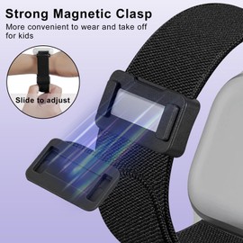 Huadea 2 Pack Magnetic Nylon Compatible with Gabb Watch 3e Band 3 2 1/Gizmo Adventrue 3 3 2 1/SyncUP & Cosmo JrTrack 4/3/2 SE/2/JrTrack, 20mm Soft Stretchy Elastic Adjustable Strap for Small Wrist